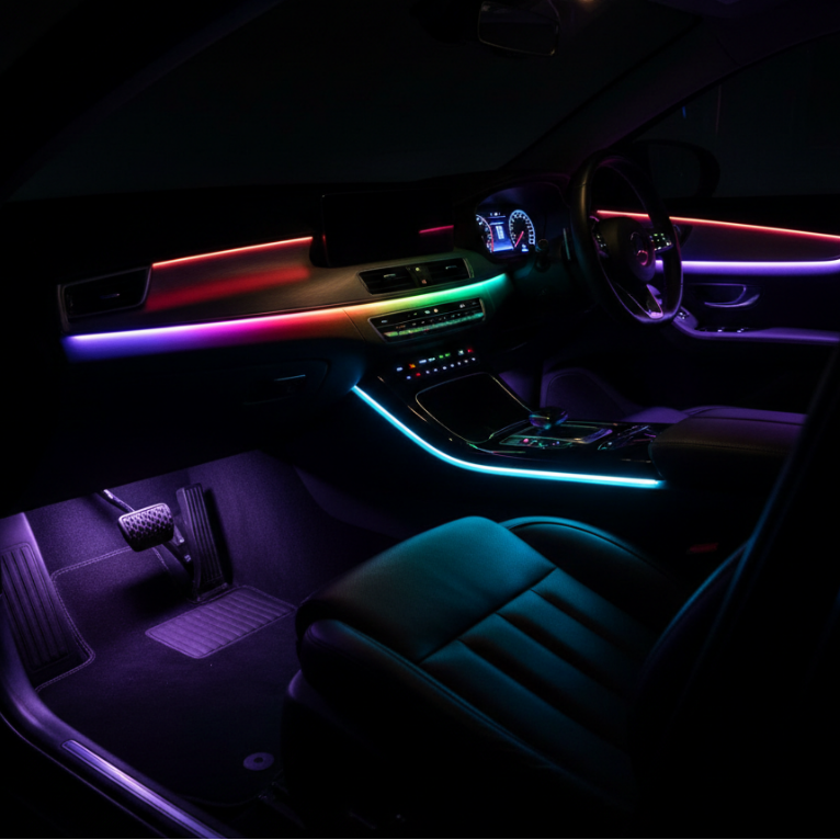RGB Ambient Interior Light Kit installed in car